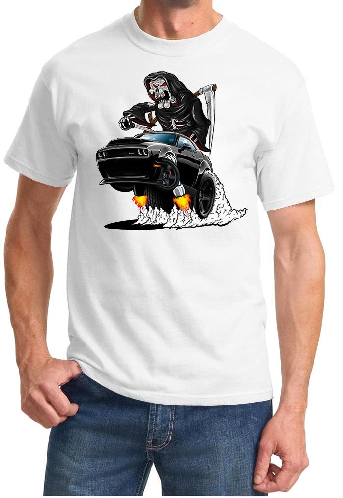SRT Demon Challenger Reaper Skeleton Black Car Design Tshirt NEW - Picture 11 of 12