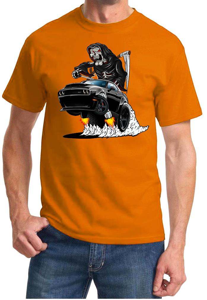 SRT Demon Challenger Reaper Skeleton Black Car Design Tshirt NEW - Picture 7 of 12