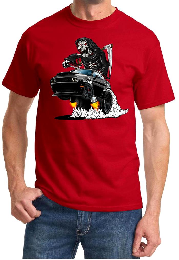 SRT Demon Challenger Reaper Skeleton Black Car Design Tshirt NEW - Picture 5 of 12