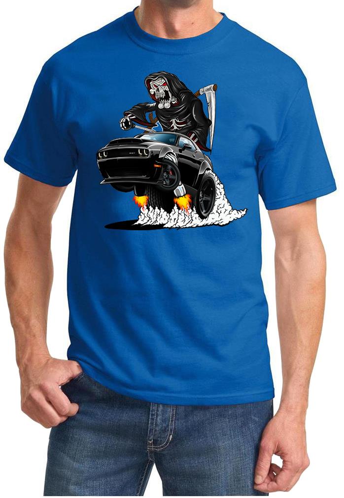 SRT Demon Challenger Reaper Skeleton Black Car Design Tshirt NEW - Picture 4 of 12