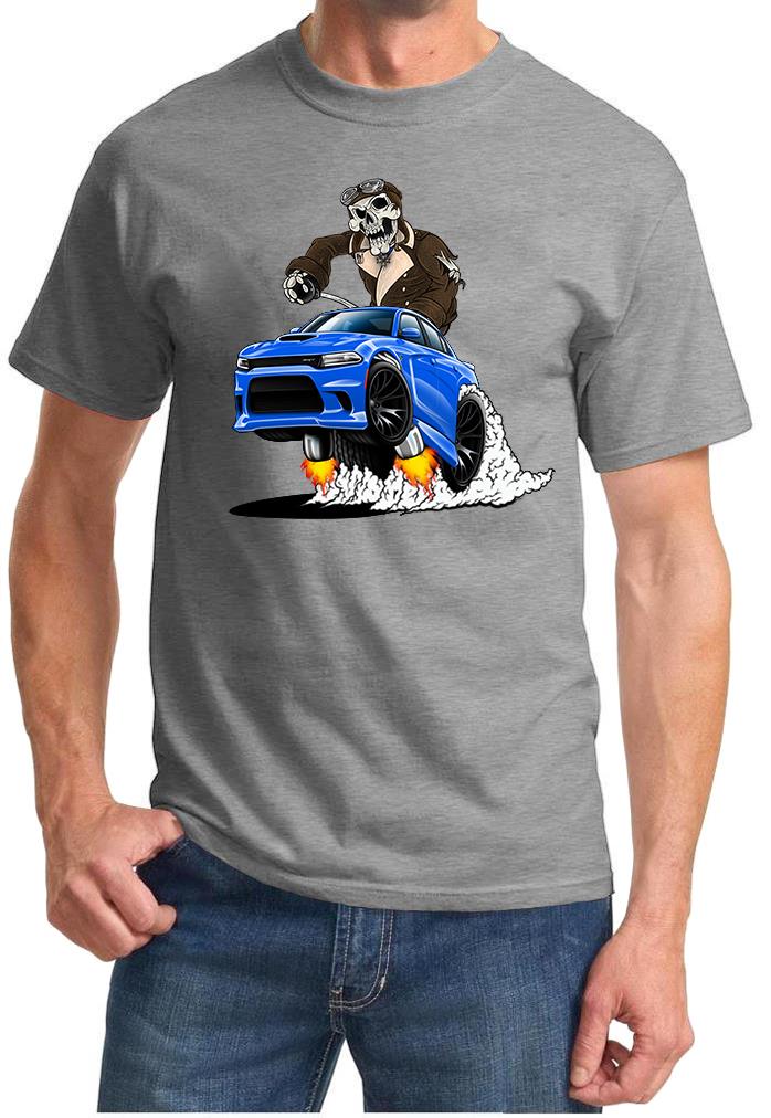 SRT Charger Hellcat Pilot Skeleton Blue Car Design Tshirt NEW - Picture 8 of 11