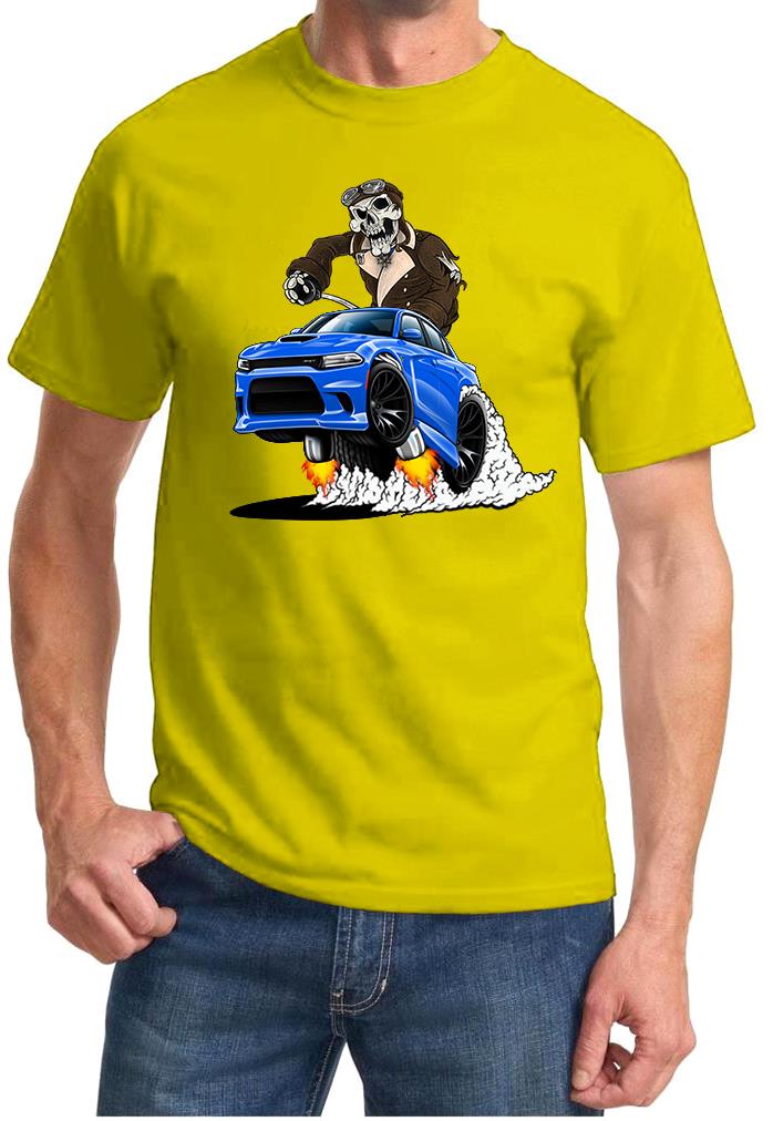SRT Charger Hellcat Pilot Skeleton Blue Car Design Tshirt NEW - Picture 11 of 11
