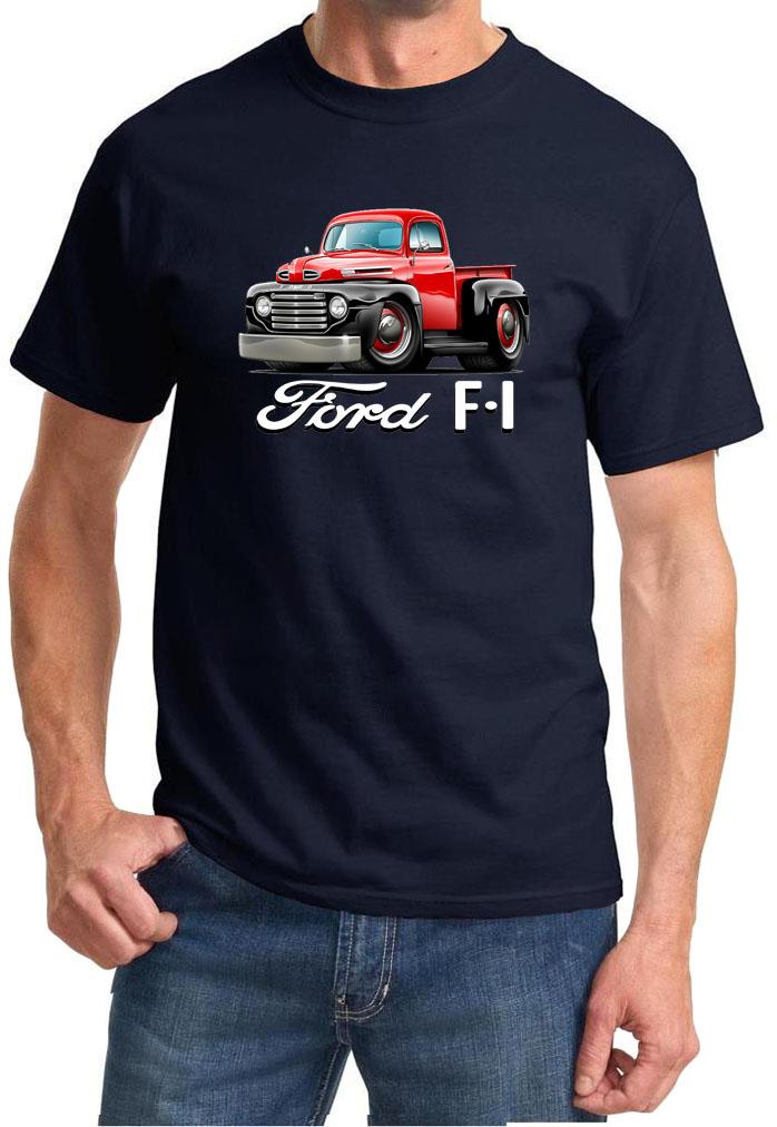 Maddmax Car Art Tshirt - 1948 Ford F1 Pickup Truck Design, 100% Cotton, Unisex Fit