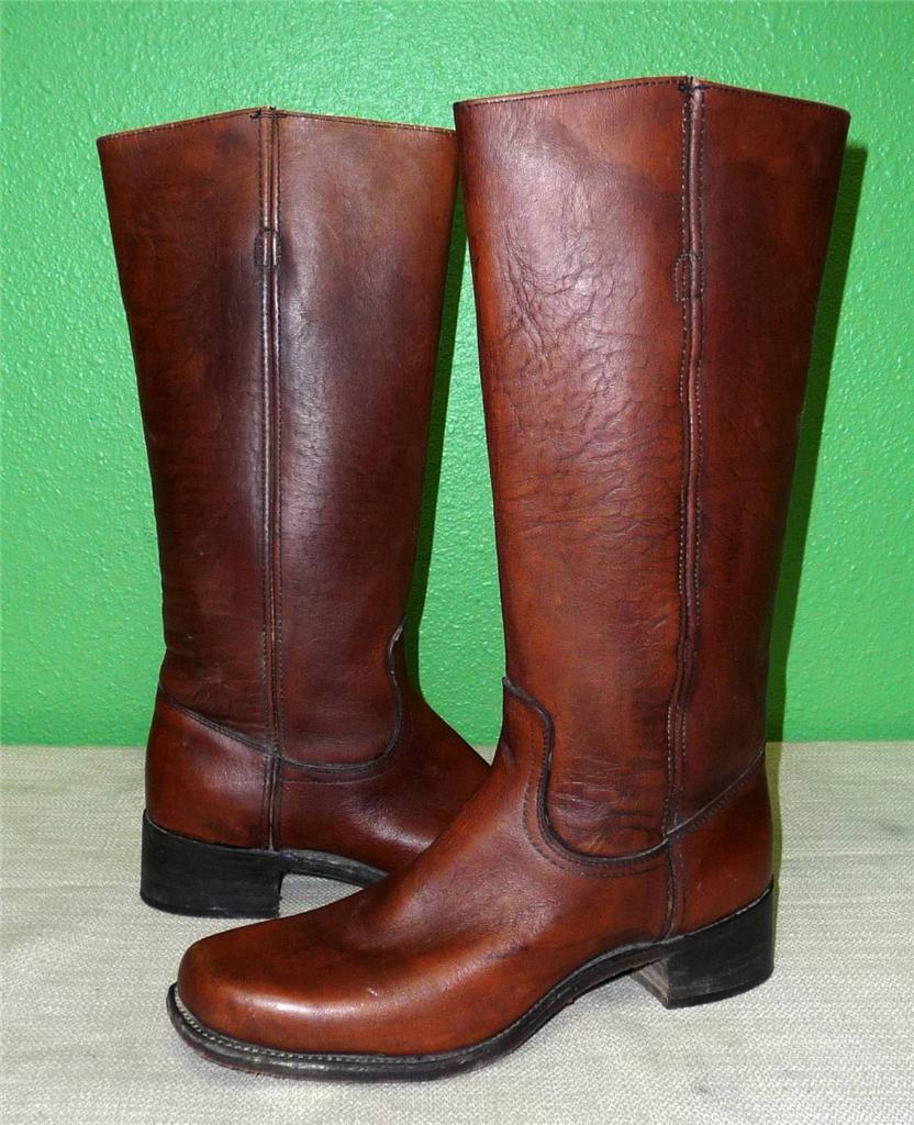 FRYE Stovepipe Brown Leather Western Cowboy Campus Riding Boots Women's ...