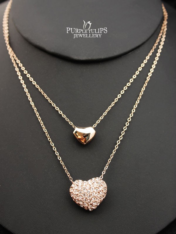 Rose gold double heart necklace