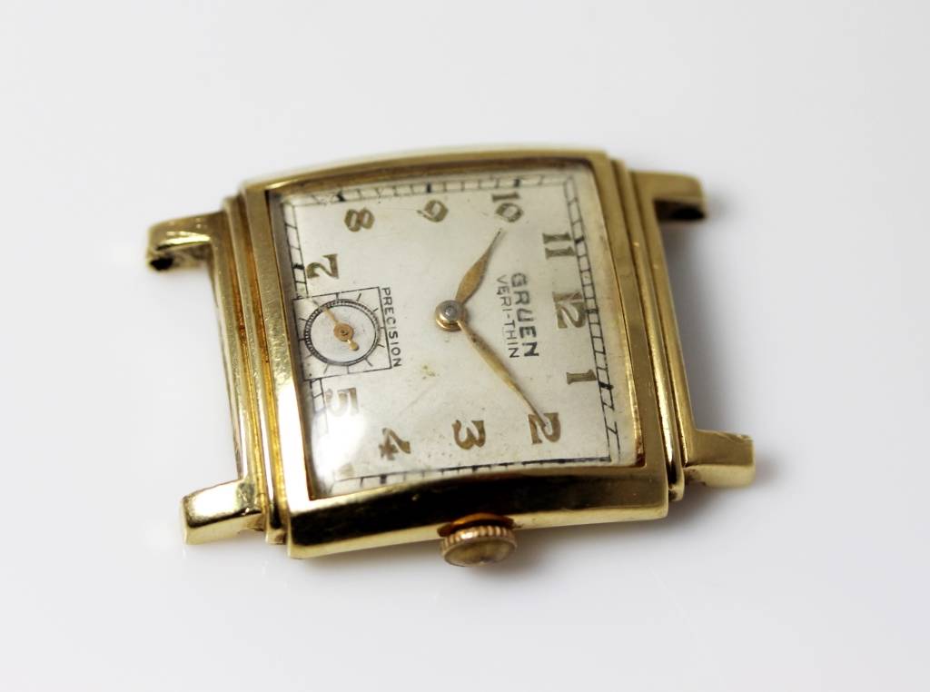 Vintage Solid 14K Yellow Gold Gruen Veri-Thin Precision Wristwatch ...