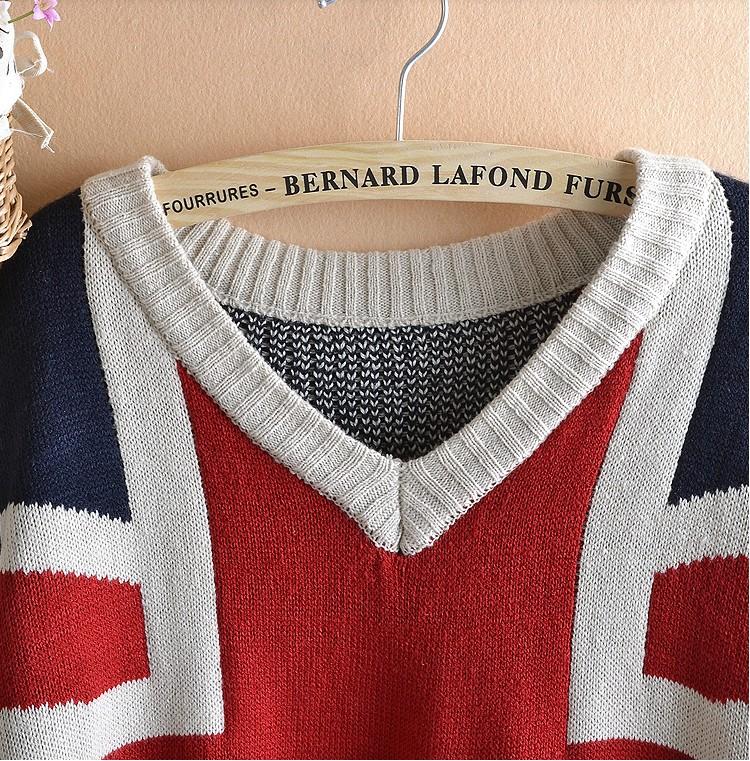 Womens British National Flag Design Batwing Asymmetric Sweater Loose ...