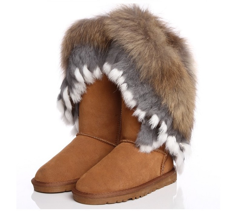 Very Popular Winter Warm Fox+Rabbit Fur Snow Boots Real Leather 4 ...