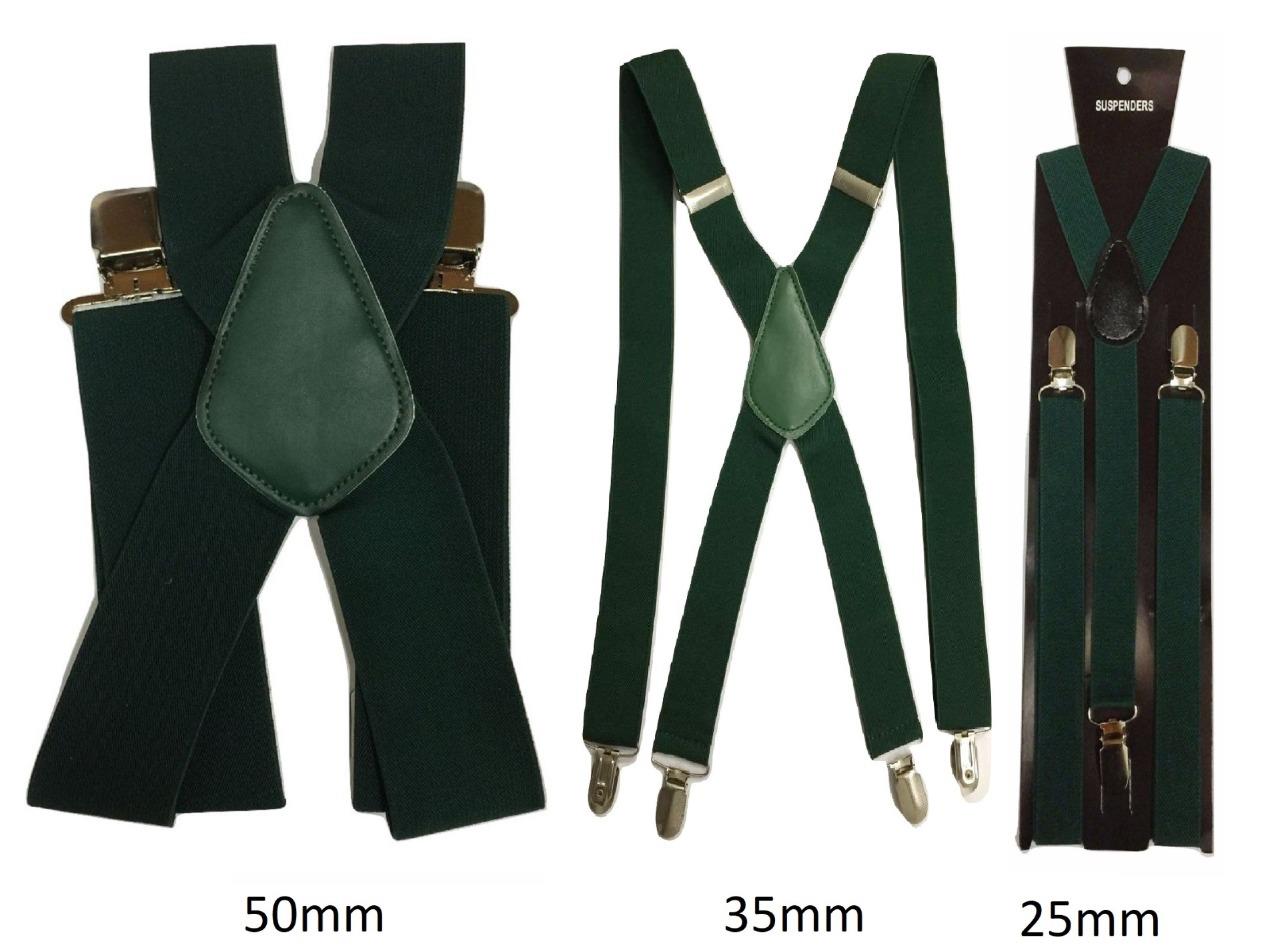 Green Mens Ladies BRACES ELASTIC WIDE Durable Trouser 25mm 35mm 50mm Strong