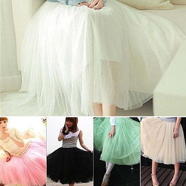 Damen M dchen Tutu  Petticoat Langer Rock  Rockabilly T ll 