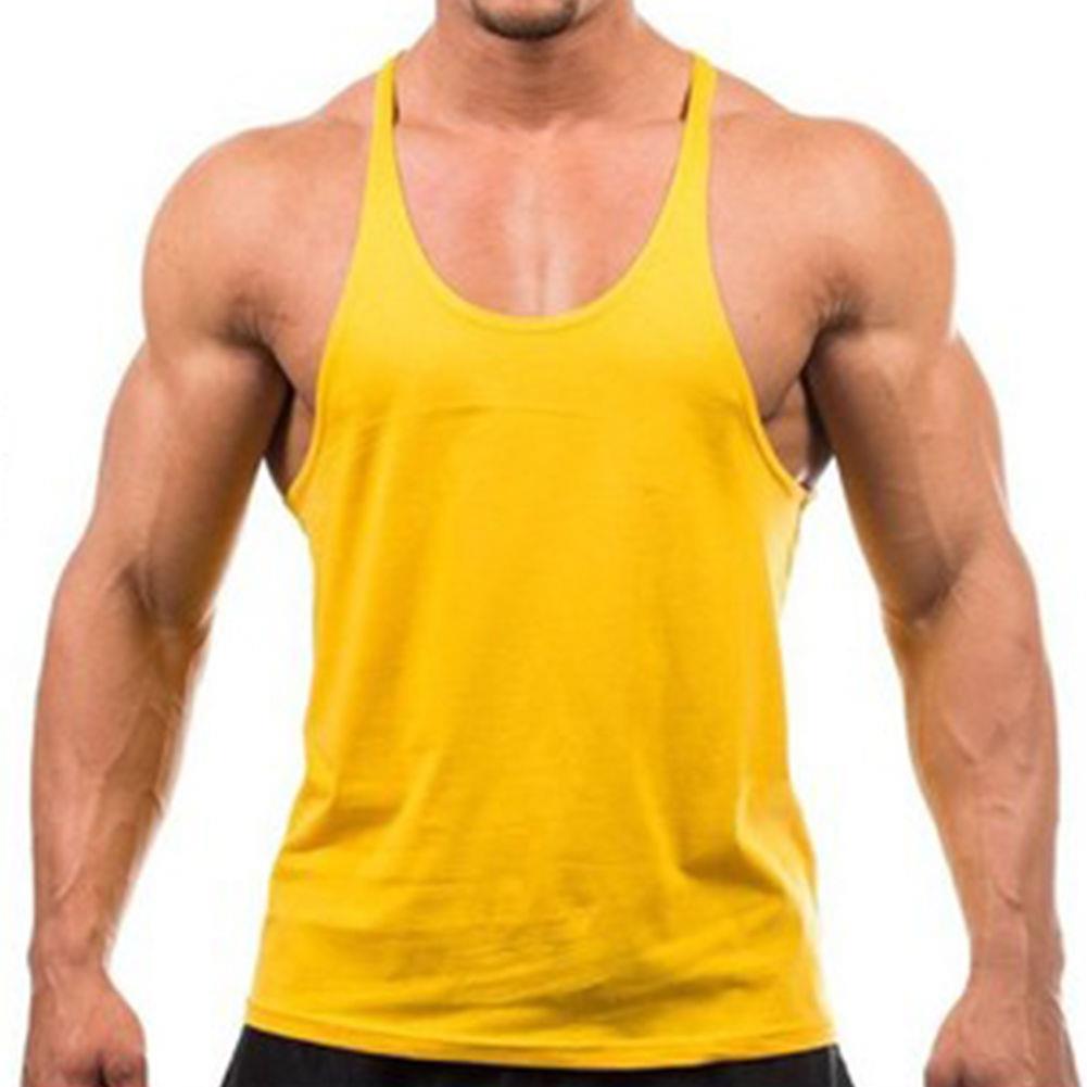 NEW MENS PLAIN GYM VEST BODYBUILDING MUSCLE STRINGER VEST Y BACK ...