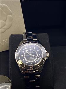 Genuine CHANEL J12 Watch 38mm Automatic Black Ceramic Diamond Dial