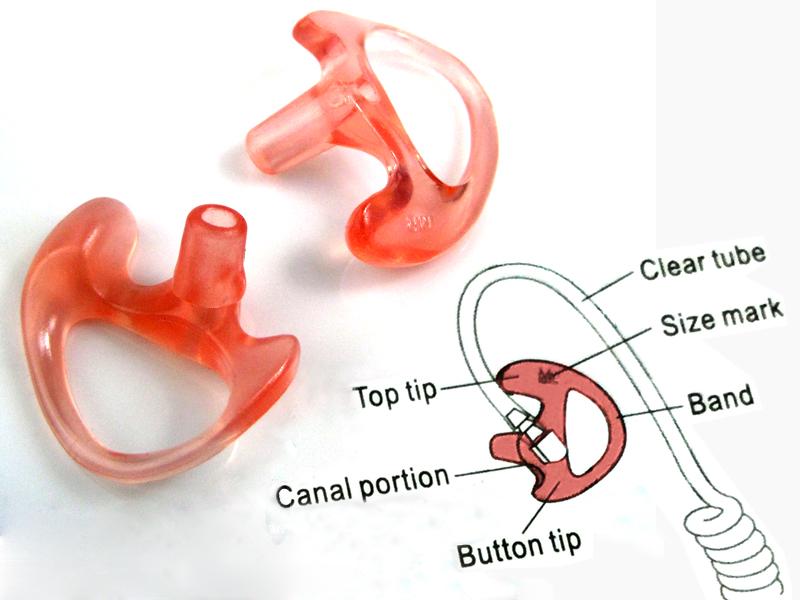 Medium Clear Custom Earpiece Earmold For Radio Surveillance Earpiece L/&R