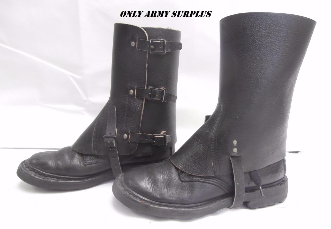 Swiss Army Leather Gaiters Black Original Surplus RARE Steampunk ...
