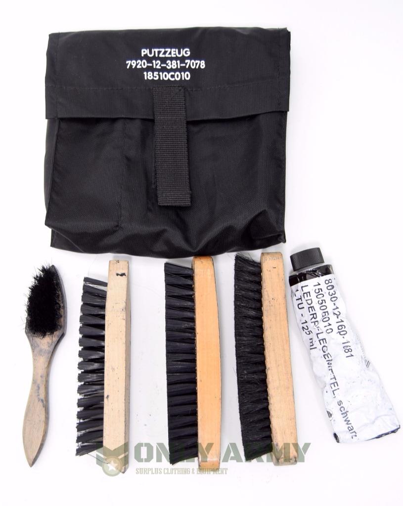 German Army Boot Cleaning Kit With Brushes + Pouch Black Cadet Military