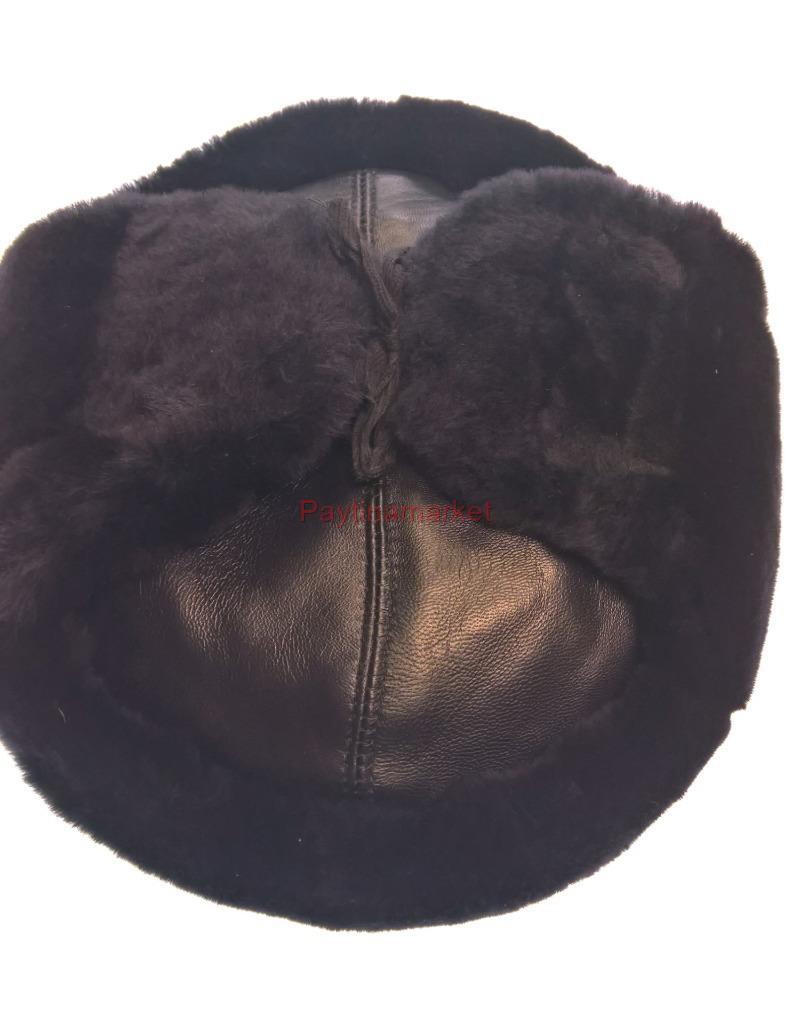 Navy Ushanka Officer VMF Military Cap Russian Army Winter Fur Naval Hat Leather