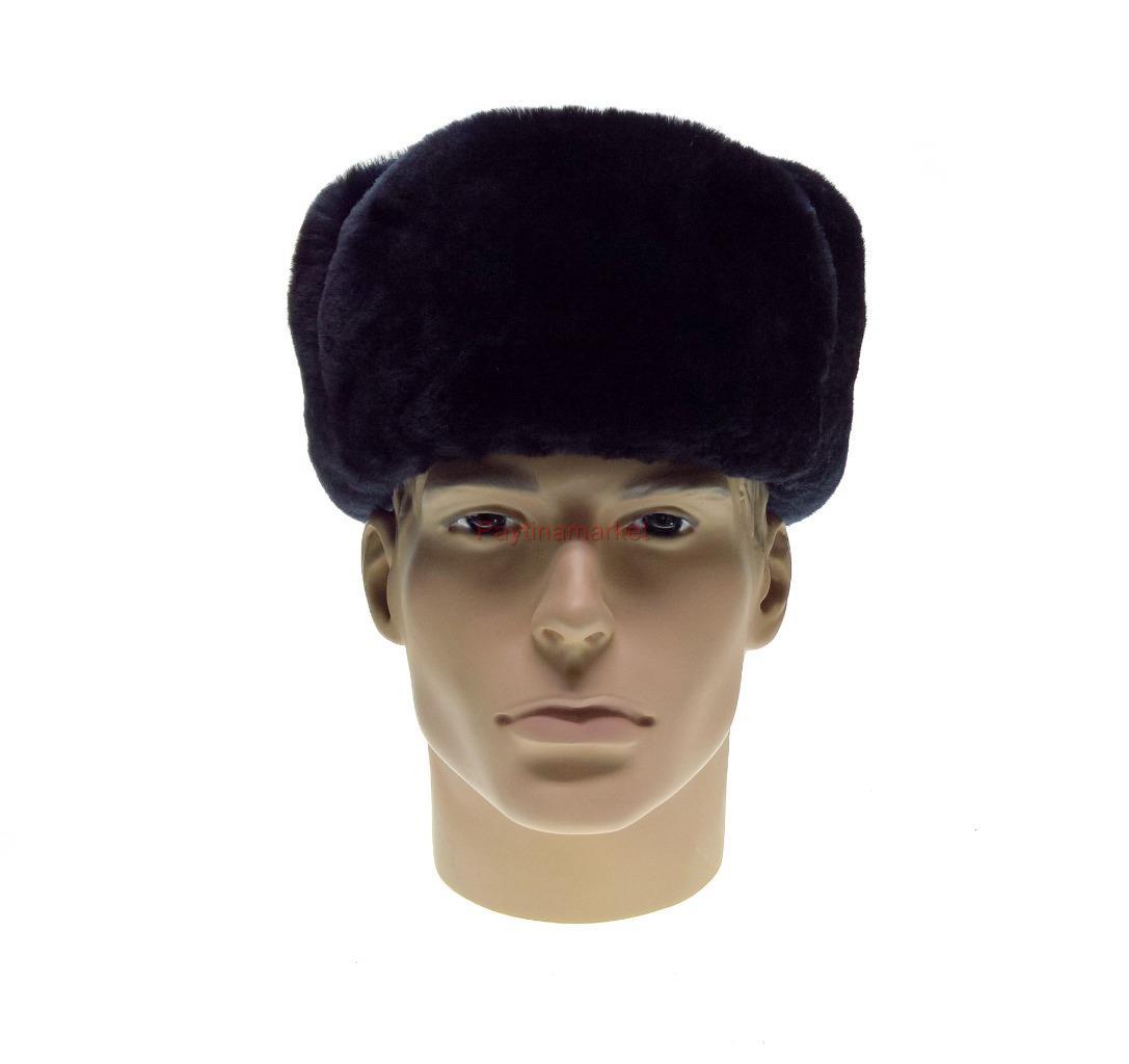 Ushanka Military Officer Winter Sheepskin Fur Hat Russian Police
