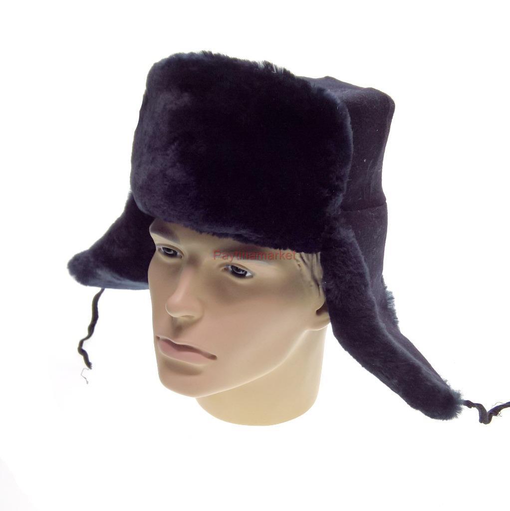 Ushanka Military Officer Winter Sheepskin Fur Hat Russian Police