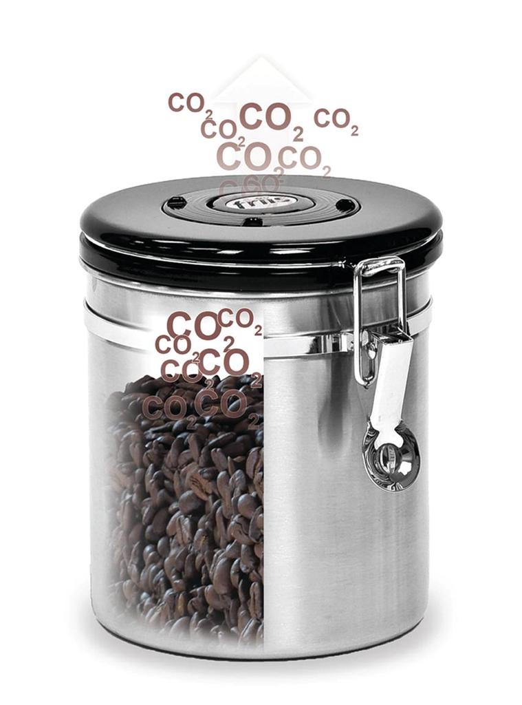 EBONY Friis Coffee Vault Stainless Steel Storage Canister Oneway Valve