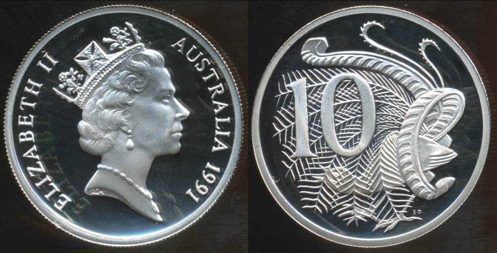 australia, 1991 canberra 10 cent, elizabeth ii - proof