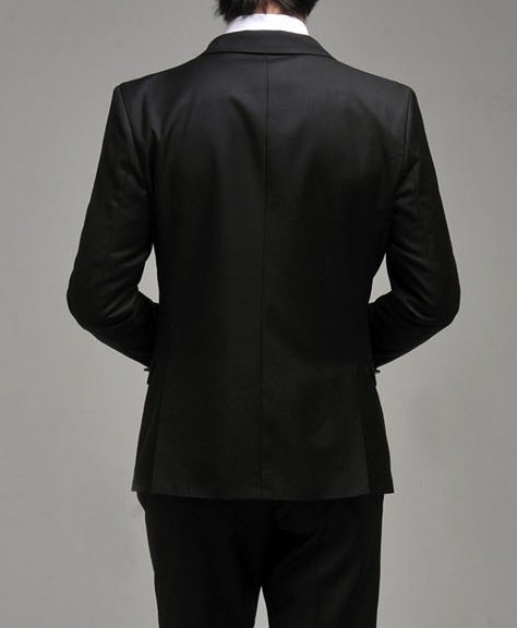 New Black Mens Fashion Dress Wedding Suit One Button Slim Fit Suit ...