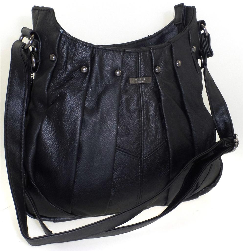 Women Ladies Lorenz Soft Genuine Real Leather Studded Cross Body