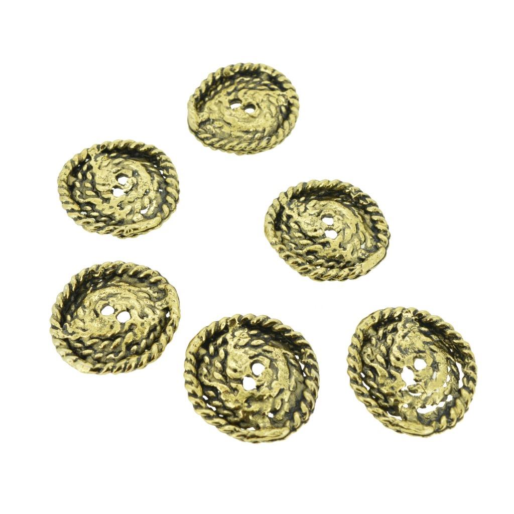 set of 6 antique gold tone metal rope twist unusual designer style