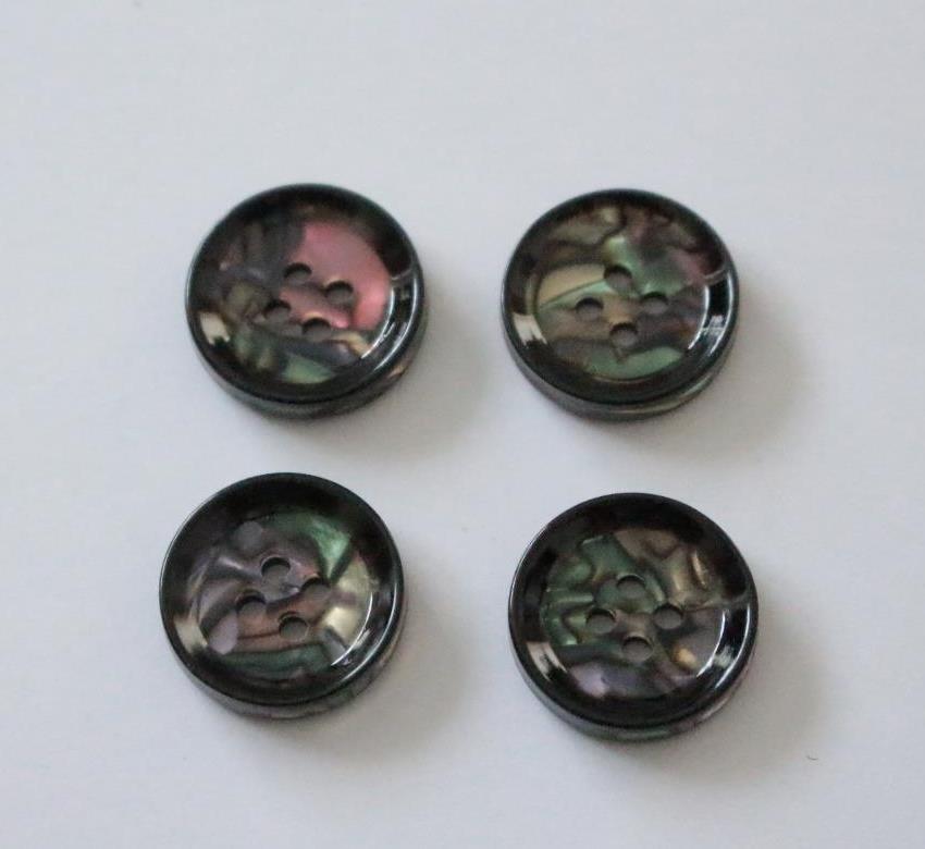 4 pretty faux abalone shell buttons sizes 15mm 17.5mm 20mm 25mm black ...