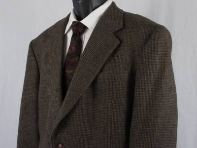 English Manor Mens Brown Tweed Sports Coat Blazer Size 42 R Pure 100% ...