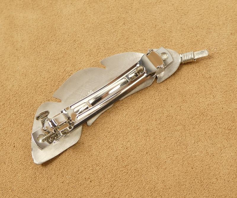 Sterling Silver Feather Barrette Artist M Kirk made Native American Hair Clip Native American Navajo Billy Long 3 main image 4