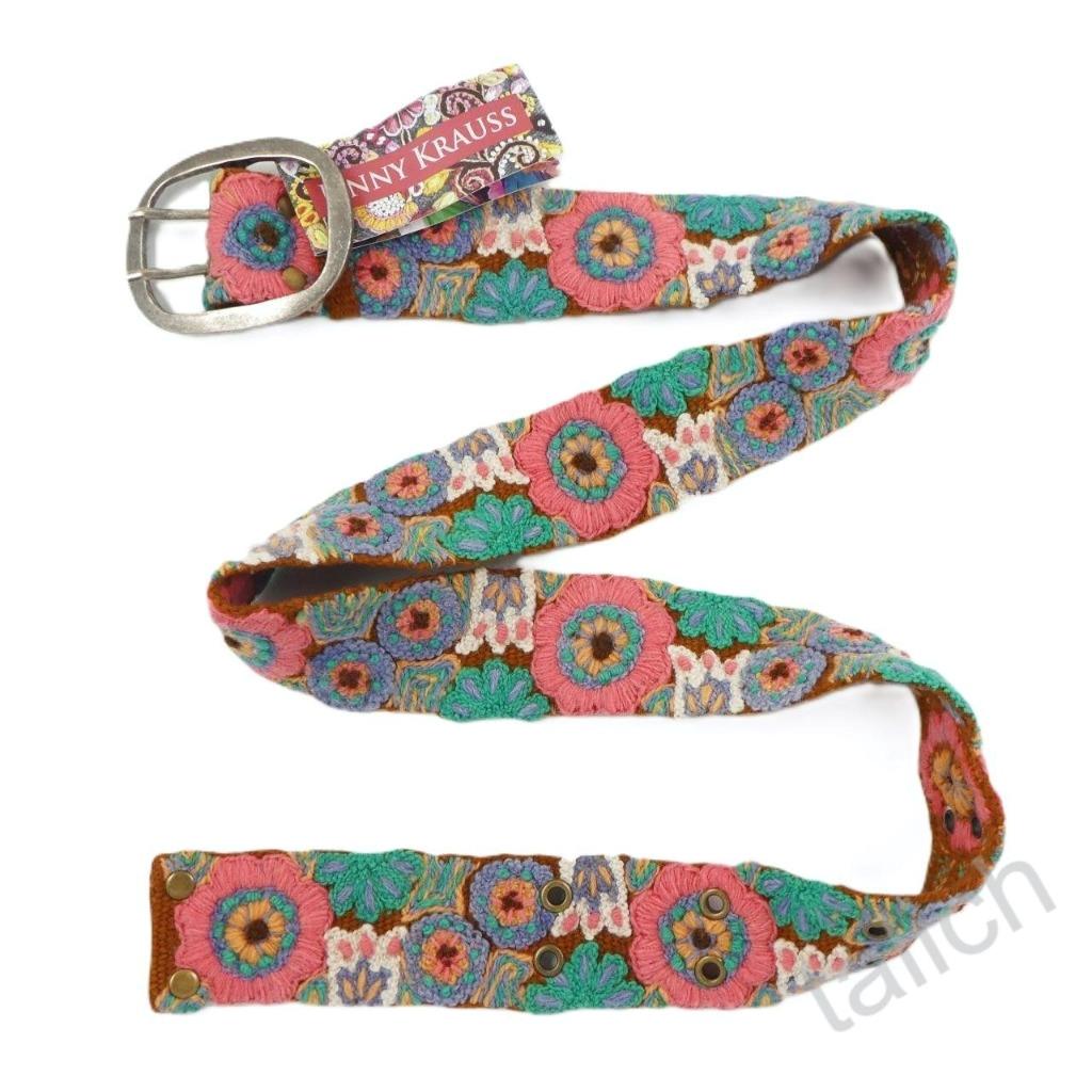 Jenny Krauss Terra Firma Boho Floral Embroidery Wool Belt Handmade Peru S M L - Picture 9 of 11