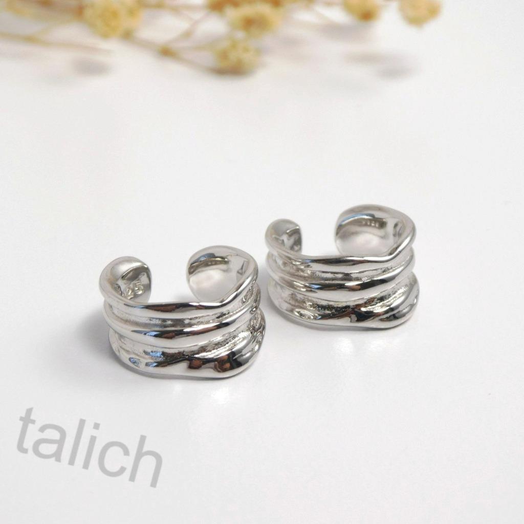 PAIR Gold Plated or Sterling Silver Organic Textured Wavy Ear Cuff Non Piercing