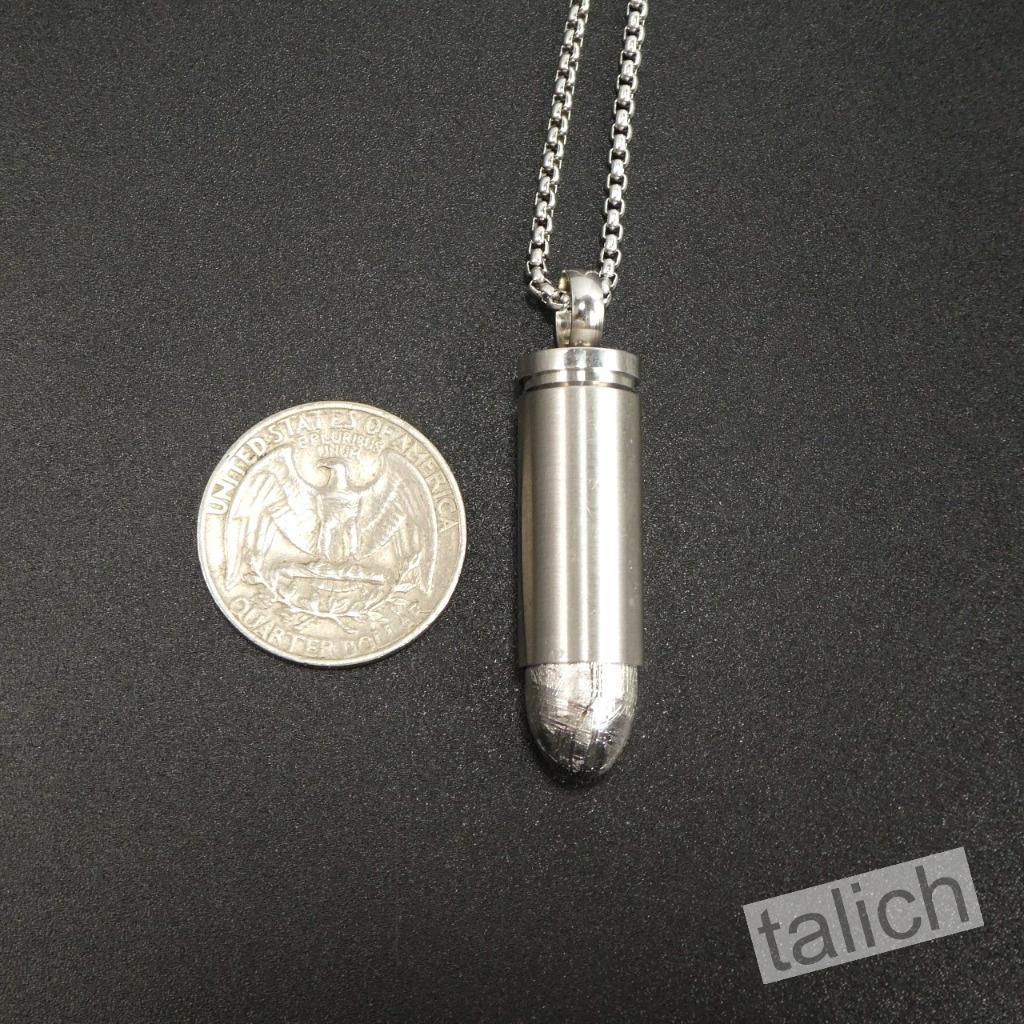 Genuine Gibeon Meteorite Stainless Steel Bullet Pendant Necklace Unique Gift - Picture 14 of 14