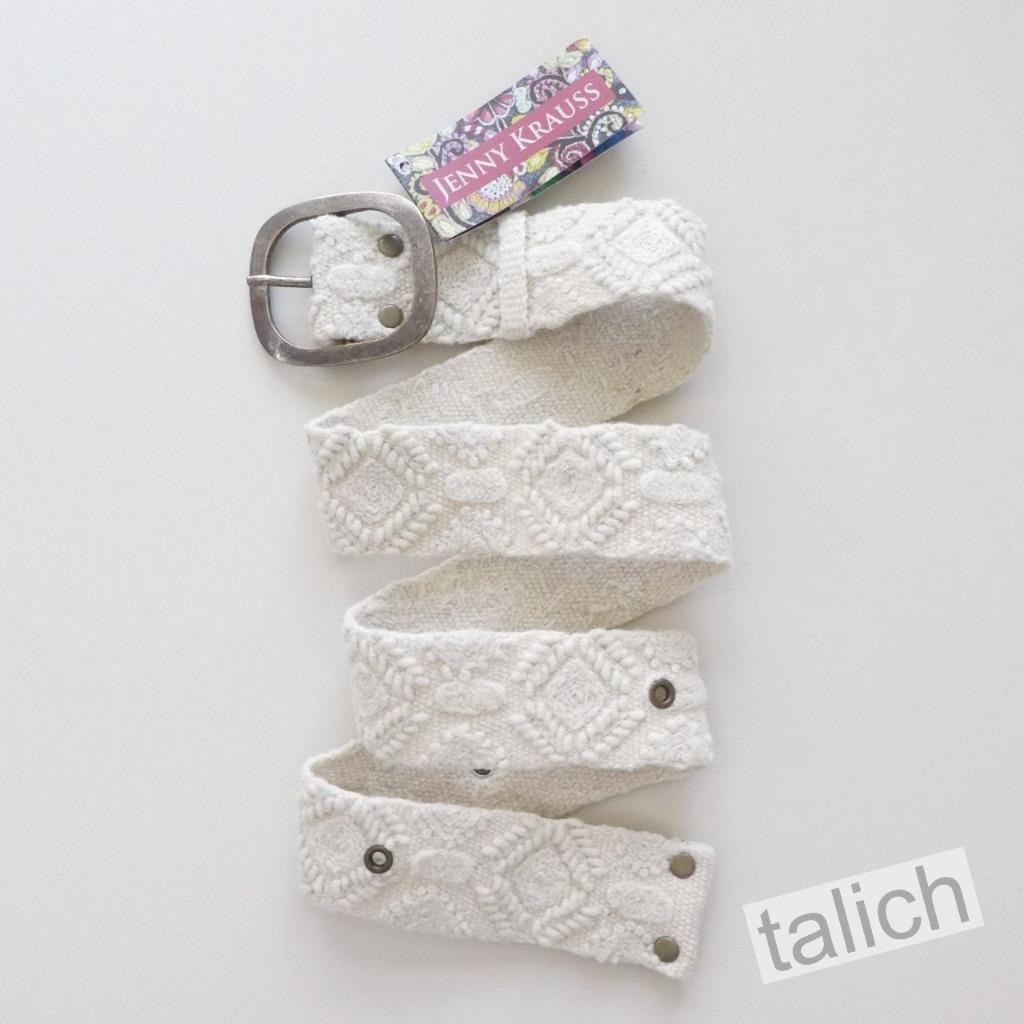 Jenny Krauss Wandering Clouds Cream White Floral Embroidered Wool Belt S M L - Picture 9 of 11