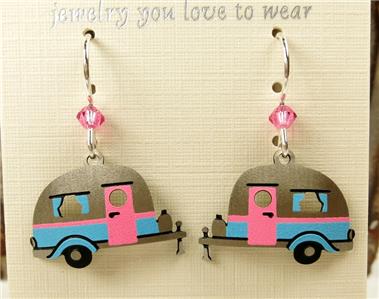 Sienna Sky Earrings Sterling Hook Hand Painted Vintage Style Bike