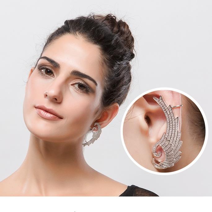 Rose Gold Tone CZ Cubic Zirconia Large Wing Earrings Ear Cuff Crawler Climber eBay