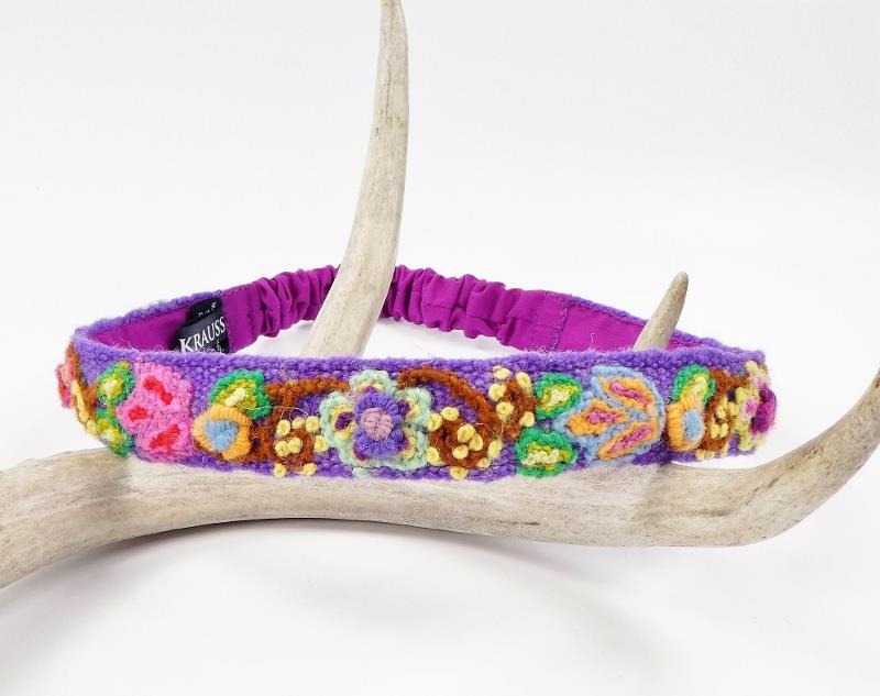 Pretty Jenny Krauss Floral Embroidered Wool Stretch Headband Handmade in Peru - Picture 14 of 15