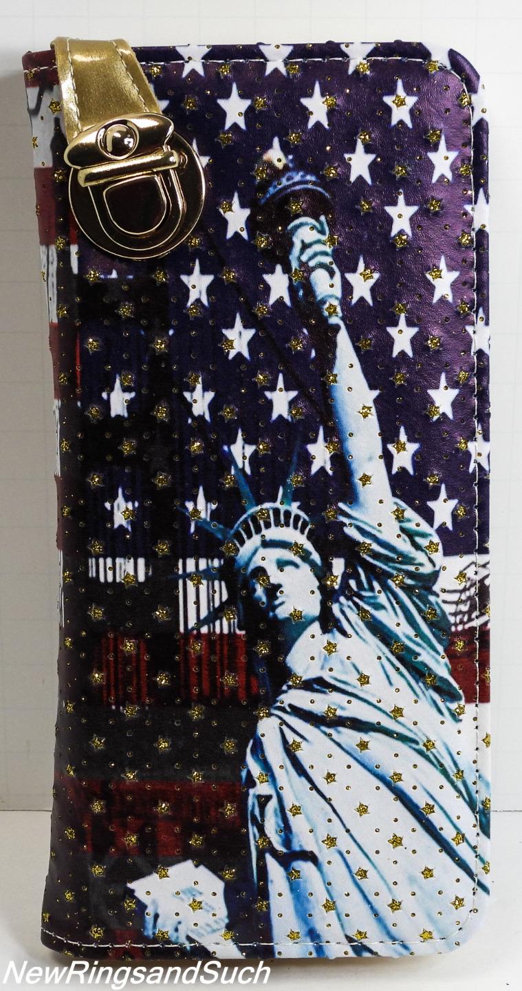 Statue of Liberty Clutch Wallet Glittery Change Purse Buckle Clasp Glittery - Picture 18 of 25
