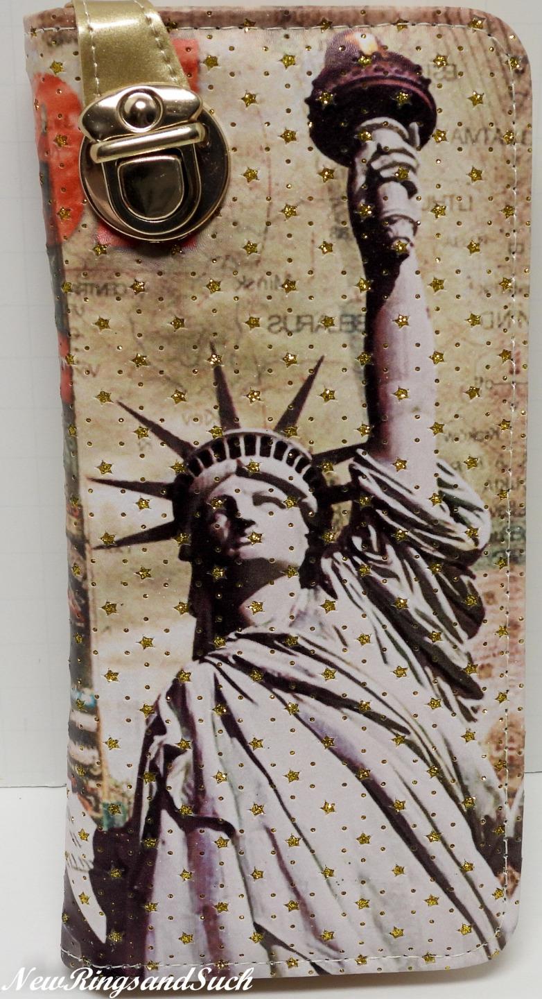 Statue of Liberty Clutch Wallet Glittery Change Purse Buckle Clasp Glittery - Picture 22 of 25