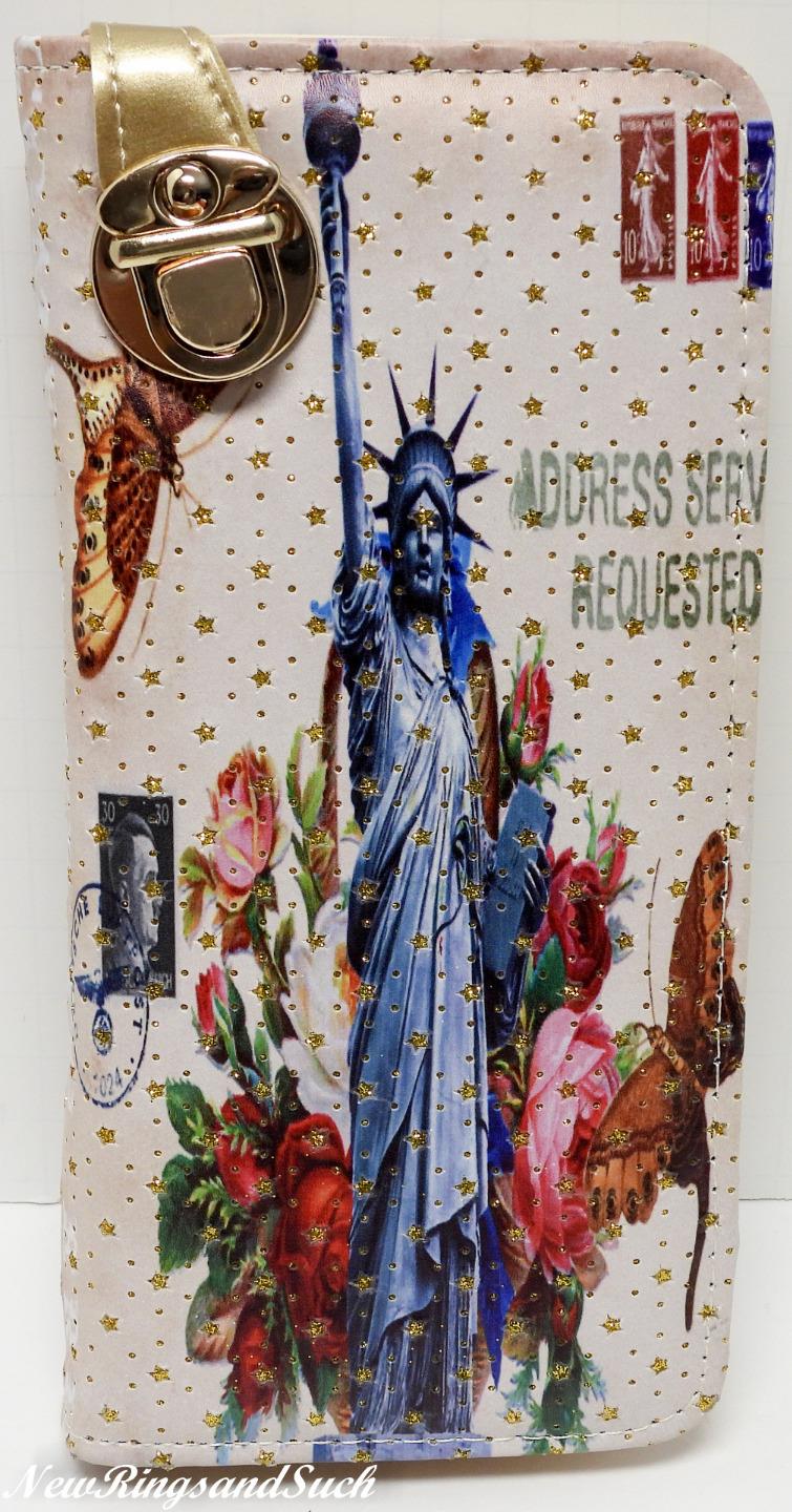 Statue of Liberty Clutch Wallet Glittery Change Purse Buckle Clasp Glittery - Picture 24 of 25