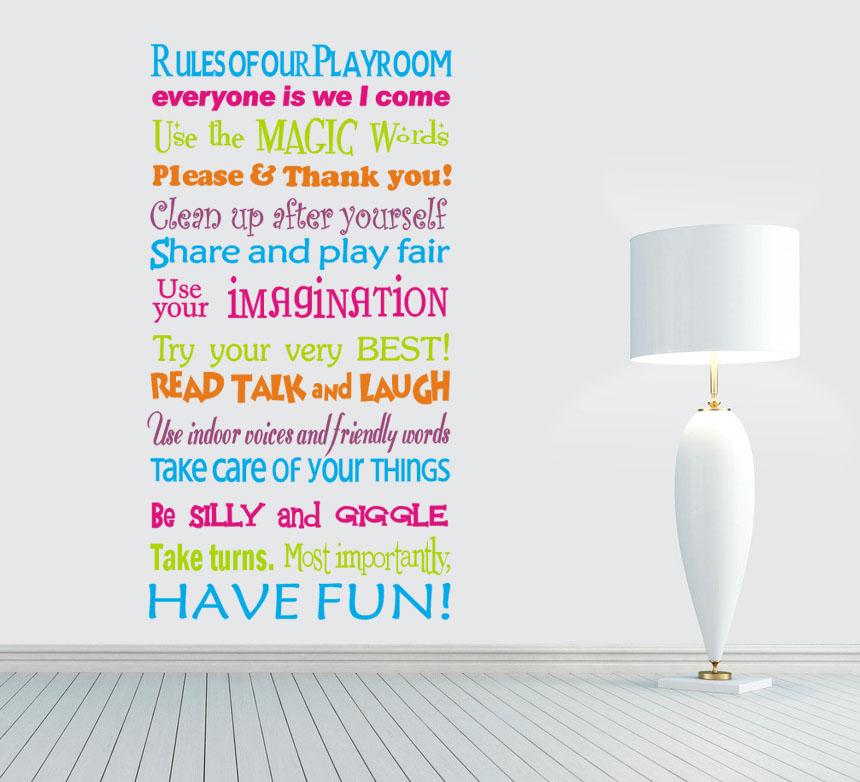 Details About Playroom Rules Family Wall Stickers Decal Removable Art Vinyl Decor Home Kids