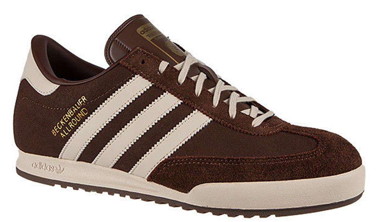 adidas beckenbauer mens brown leather trainers