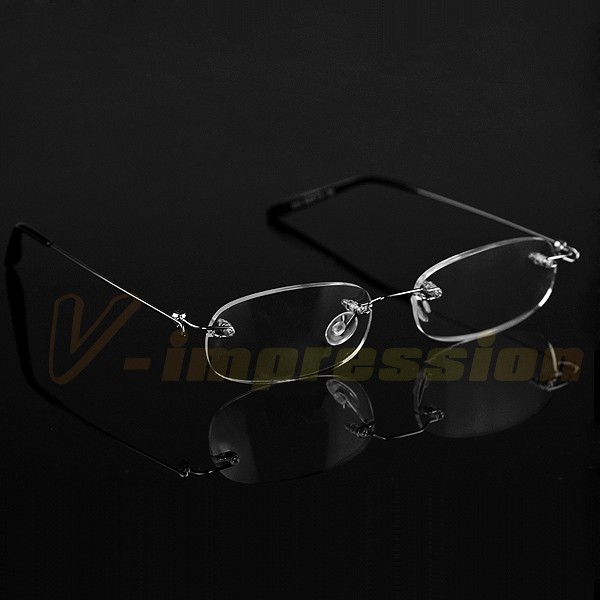 Flexible lightweight frameless rimless reading glasses optical reader