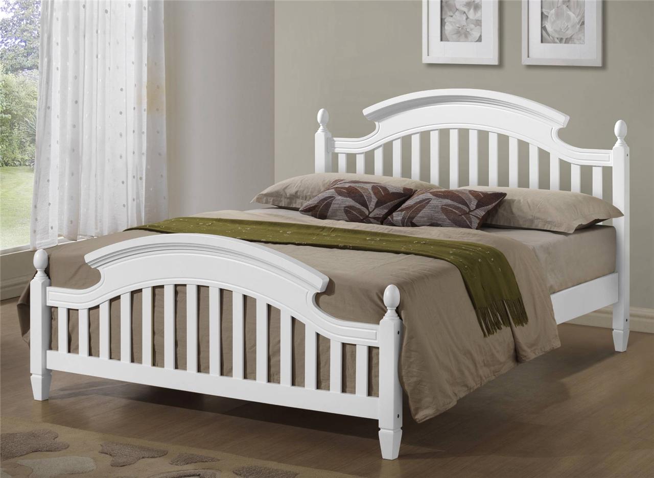 Zara White Wooden Arched Headboard Bed Frame in 3ft Single/4ft6 Double