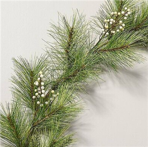 12' Faux Needle Pine and Snowberry Christmas Garland Hearth