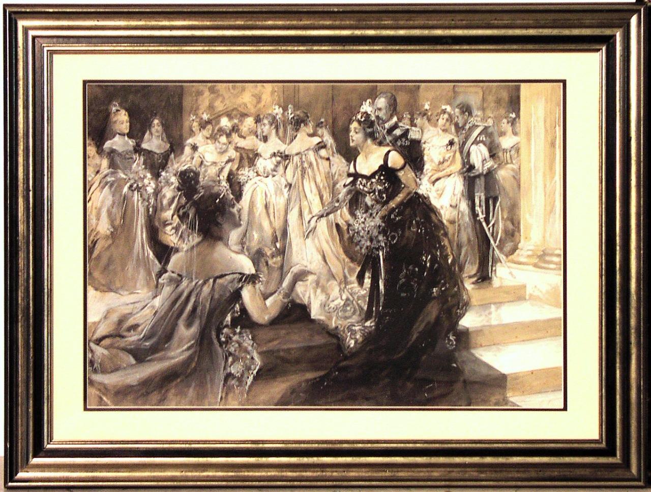 Large Original Hal Hurst Rba Roi Rms 1899 Con C Debutantes En Palacio De Buckingham Ebay