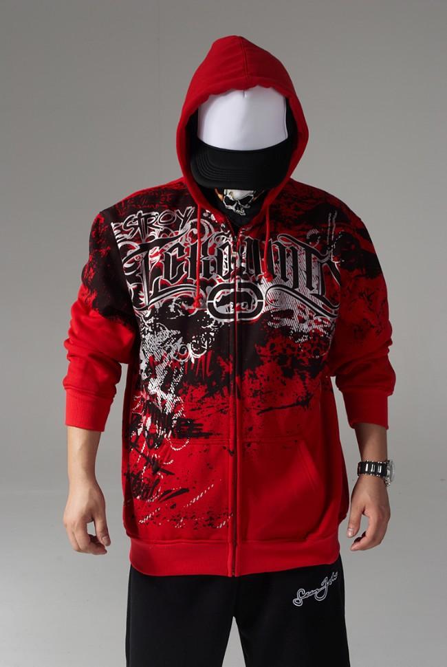 4F21 Mens Hip Hop Ecko Uultd Zip Hoodie Cotton Print Graffiti Sweater Sweatshirt