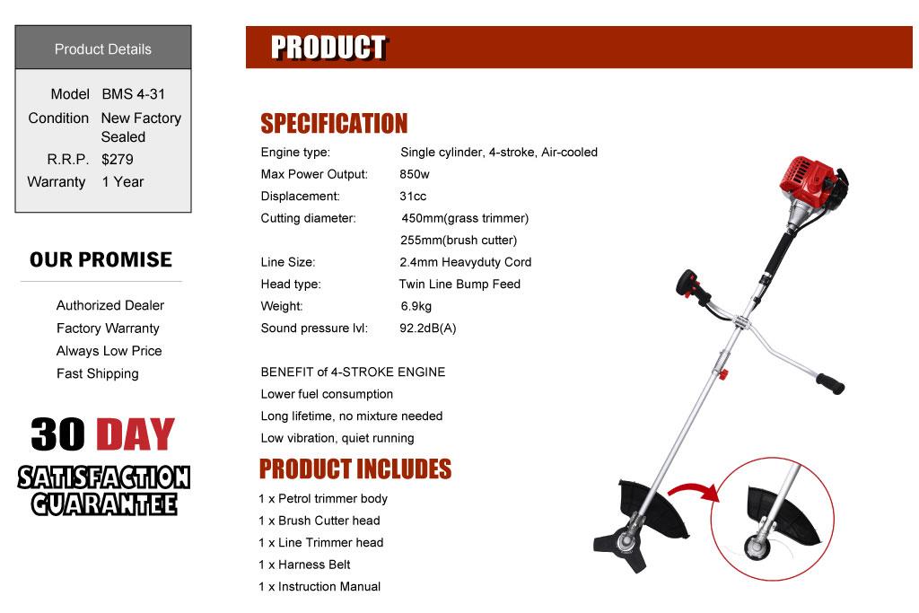 New Matrix 4 Stroke Brushcutter Whipper Snipper Line Trimmer Grass