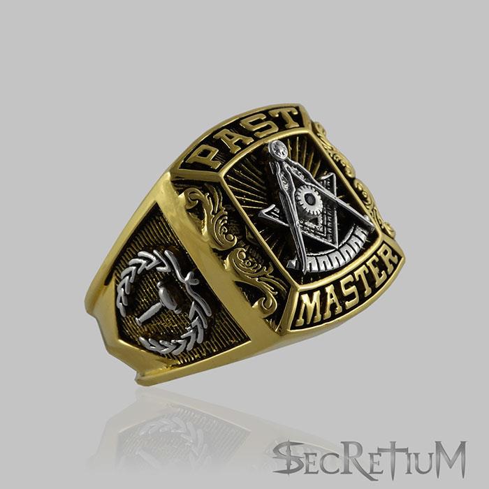 Masonic Past Master Ring 18K Gold Plated Unique Design Freemasonry | eBay