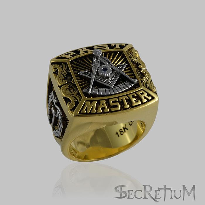 Masonic Past Master Ring 18K Gold Plated Unique Design Freemasonry | eBay